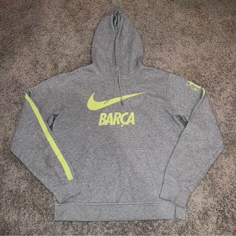 Nike Core Barcelona Pullover Hoodie Mens Medium Gray Neon Barca FCB